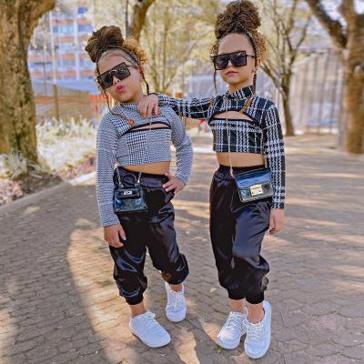 China New Fashion Amazon Border Children European and American Girls CIA Breathable Long Sleeve Plaid Gaiters Suit for sale