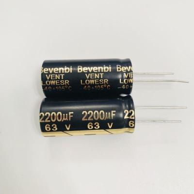 China ESR Bevenbi High Performance Electrolytic Capacitor Low Radial Polar Electrolytic Capacitor 2200uf63V for sale