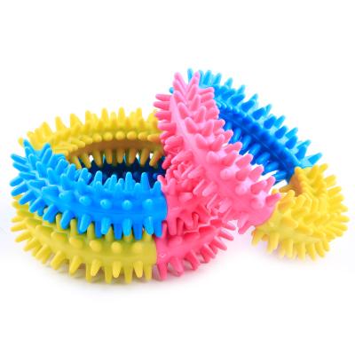 China Viable Rubber Material Dog Toy TPR Barbed Ring Toy Food Grade Dog Chew Toy for sale