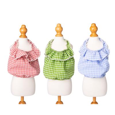 China Fashion Viable Hot Selling Slim Pet Section Vest Lace Pet Clothes Macaron Plaid Dog Clothes for sale