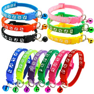 China Stocked Pet Footprint Collar Cat and Dog Collar Bell Collar Pet Supplies for sale