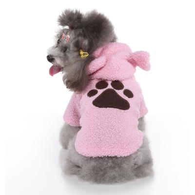 China Sale order pet winter clothes fleece hood winter rose dog hoodie dog bear hoodie with ears for sale