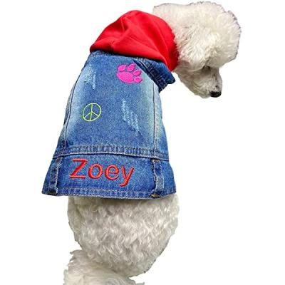 China 2022 spring viable wholesale pattern dog lattice jacket hoodie dog thin denim jacket for sale