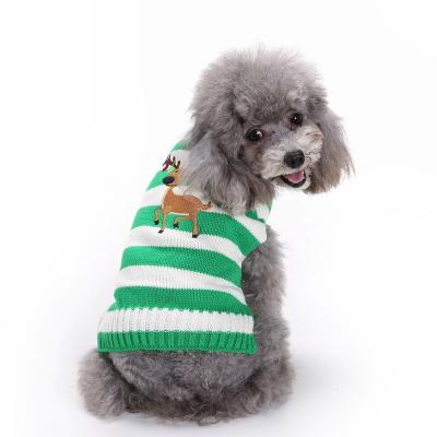 China Order Pet Clothes Viable Winter 2022 Dog Sweater Christmas Designer Green Dog Knit Sweater for sale