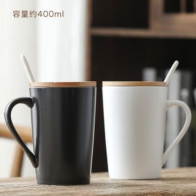 China Promotion viable wholesale hot gift ceramic mug with porcelain lid, creative custom logo ceramic coffee mug with bamboo lid for sale