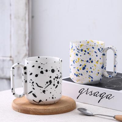 China New Arrival 350ML Mug Hand Inkjet Viable Ceramic Office Coffee Mug, Creative Nordic INS Simple Coffee Mug With Handle Cup for sale