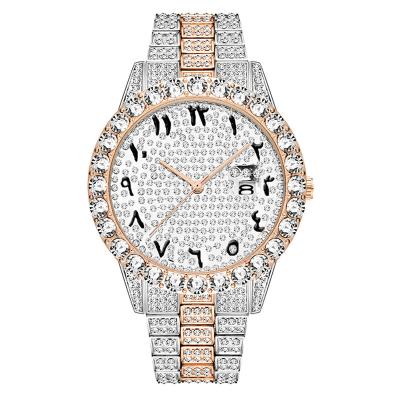 China Top Luxury Brand Ice Diamond Day/Date Fully Girl Watch Pink Digital Round Dial Digital Watch Hip-Hop Rap Jewelery for sale