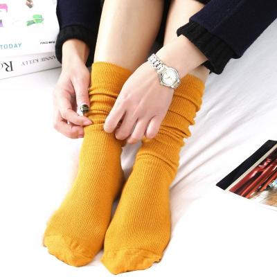 China Wholesale Crew Breathable Soft Designer Cotton Solid Color Solid Color Autumn Winter Adult Slouch Socks For Women for sale