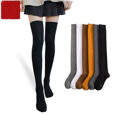 China Ins Breathable Style 5 Color Fashion Solid Knitted Woman Long Thigh Over High Thick Warm Knee Socks for sale