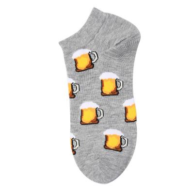 China Breathable Slim In-Stock Cotton Fun Abstract Animal Fruit Design Shallow Mouth Boat Sock For Man And Women In Summer for sale