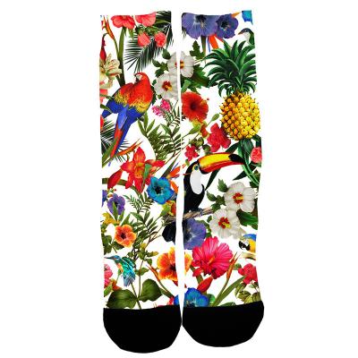 China QUICK DRY Custom logo design printed socks happy fashion socks polyester cotton medium tube sports towel socks for sale