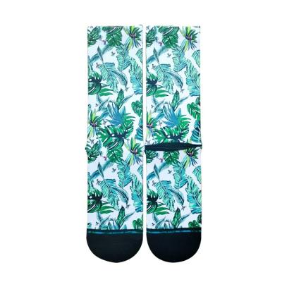 China Wholesale Fashionable Novelty Sports 3d Tube 360 ​​Degree Custom Digital Printing Tropical Hawaiian Socks Spandex With Terry for sale