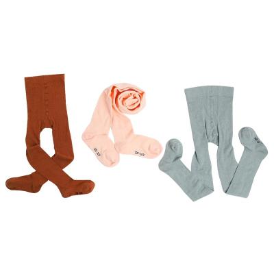 China Custom color breathable eco friendy knit organic solid color cotton baby stockings tights girls and kids for sale