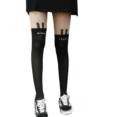 China Breathable Print Cartoon Stitching Cute Stockings For College Girls High Knee Long Thigh High Boots Socks for sale