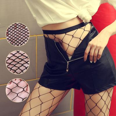 China New Breathable Pantyhose Mesh Fishing Net Socks Black And White Cut Out Sexy Stockings For Women for sale