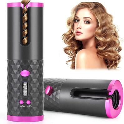 China Mini Hair Curler Curling Iron USB Ceramic Rotating Rechargeable Cordless Automatic Hair Curler for sale