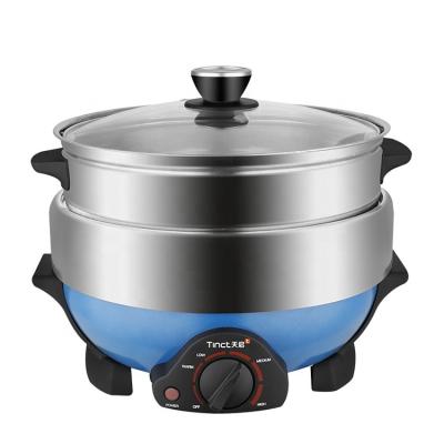 China Stanless Steel Multi Function Hotel Food Cooker Electric Heating Hot Pot With Steamer for sale