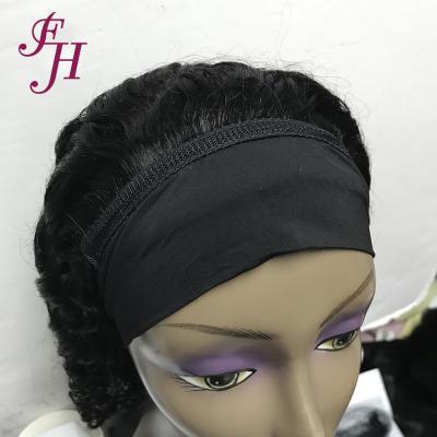 China Wholesale Raw Indian Straight 100% Silky Straight Hair Band Hair Wig For Black Women None Lace Up Glueless Wig for sale