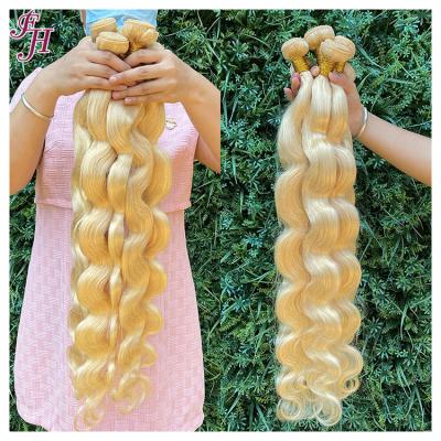 China Body Wave FH 100% Virgin 613 Blonde Brazilian Virgin Hair Cuticle Aligned Extension Hair Weave Bodywave Hair Bundles for sale