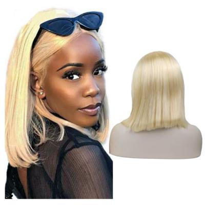 China Short Wave FH Wigs Virgin Blonde 613 Hair Lead Front Lace Wig Hd Movie Silky Straight Thin Transparent Swiss Lace Wig Short Wig Vendors for sale