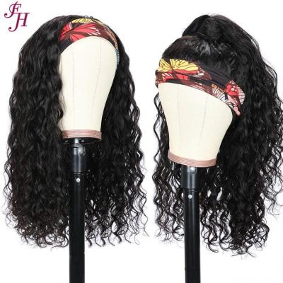 China Inexpensive Natural Brazilian Virgin Hair Water Wave FH Water Wave Headband Virgin Hair Headband Wigs With Baby Hair for sale