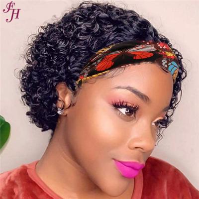 China FH Curly Curl Customize Cheaper Hair Band Wigs Natrual Curly Hair Band Wigs For Black Women for sale