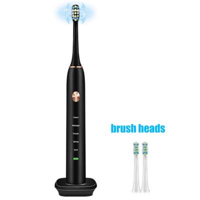 China High quality low price battery operated waterproof ultrasonic electric toothbrush with two brush heads for sale