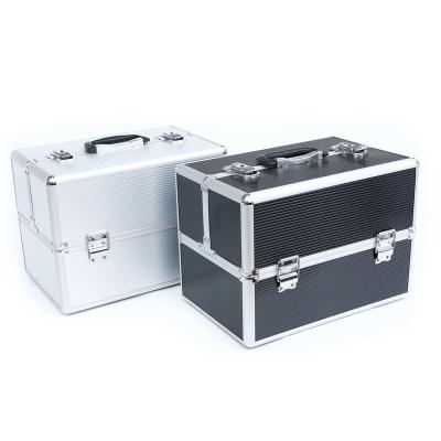 China Portable according to drawings black or silver waterproof empty portable aluminum tool case box with handle for sale