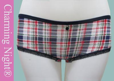 China Cotton Plaid Boxers Hipster Womens Underwear Briefs With Button Bow And Lace for sale