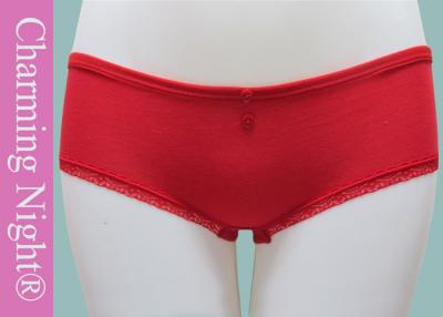 China Red Cotton Low Waist Hipster Womens Underwear Panty , lace trim hipster panty for sale