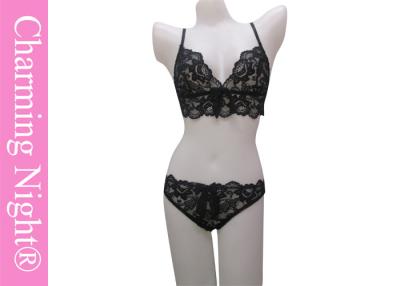 China Nylon / Polyester Black knickers and bras sets For Women And Girls for sale