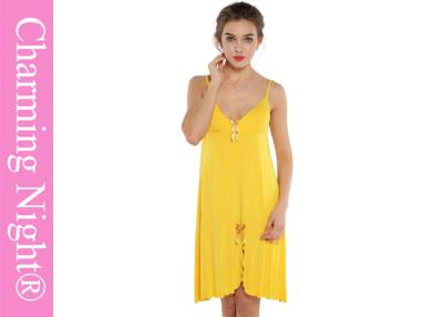 China Yellow Women Nightgown sleeping gown for Women With Beautiful Bows In The Front for sale