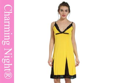 China Charming Night cotton night dresses for women , black yellow nightgown for sale