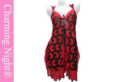 China Mature Women Printed Fetish Sexy Nylon Lingerie Nightdress , sexy babydoll dresses for sale