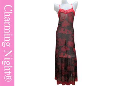 China Printed High Stretch Mesh Fetish Mature Sexy Long Lingerie Nightgown Dress Women for sale