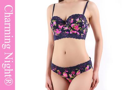 China Beautiful Printed Rose Sexy lingerie bras and panties set / women bra and underwear for sale