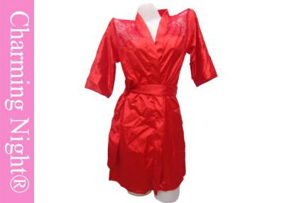 China Nice Mature Women Back Lace Satin Sexy Robe Lingerie Nightwear For Sleeping Wear for sale