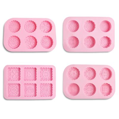 China 2oz Mooncake Glycerin Chocolate Silicone Mold Pan 4 Type Kitchen Baking Tools for sale