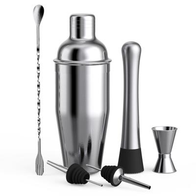 China 750ml 6Pcs Cocktail Shaker Home Bar Set Stainless Steel Bar Tools Kit for sale