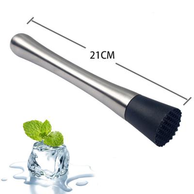 China 8.26 Inch Stainless Steel Cocktail Muddler Fruit Based Drinks Mojitos Muddler for sale