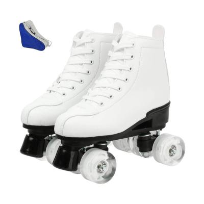 China Double Adjustable Soft Leather High Top Roller Skates Roller Skates With Shoe Bag For Youth And Adults for sale