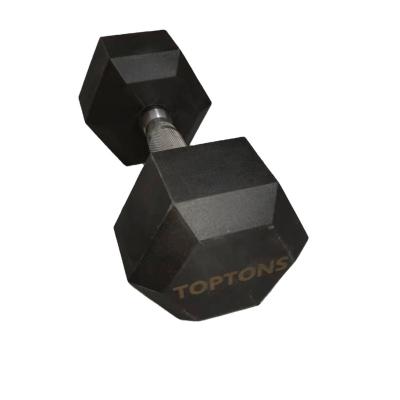 China Weightlifting Home Use Black Hex Factory Direct Selling TOPTONS Rubber Dumbbell for sale