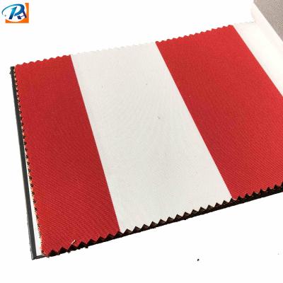 China Waterproof stock red and white stripe solution dyed acrylic fabric outdoor tent canopy furniture fabric for sale