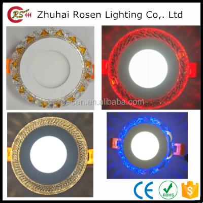 China Desktop SMD 2835 3w 6w 12w 18w 3+2w 6+3w 12+4w 18+6w Double Color Changing Led Downlight Panel Light for sale