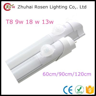 China Factory price aluminum 175-260v 60cm white aluminum 90cm 120cm 9 watt 13 watt 18 watt T8 infrared sensors led tube light for sale