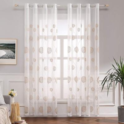 China Turkish Blackout Voile Curtains Embroidery Window Curtain Panels For Rooms for sale