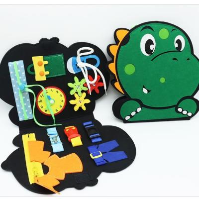 China DIY TOYS Cartoon Dressage Study Board Puzzle Plush Felt Busy Board Children Dinosaur Little Elephant Plush Craft Kits Morning Paperboard for sale