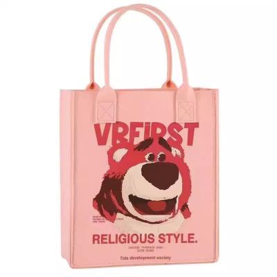 China Waterproof Factory Direct Sale Large Capacity Felt Tote Bag Cute Pure Color Handbag Girl Shopper Bag Simple Trend Beach Bag for sale