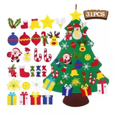 China Outdoor Holiday Decoration 2024 Newest Style Handmade DIY Wool Felt Wall Stickers Factory Wholesale 3D Christmas Tree Decorations Hanging Christmas Tree for sale