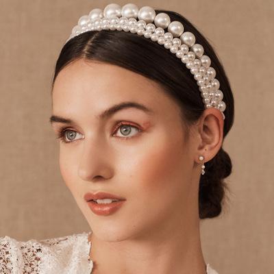 China Wholesale Popular Designer Hair Accessories Plastic Head Band Ins Fashion Pearl Headband Environmentally Friendly for sale